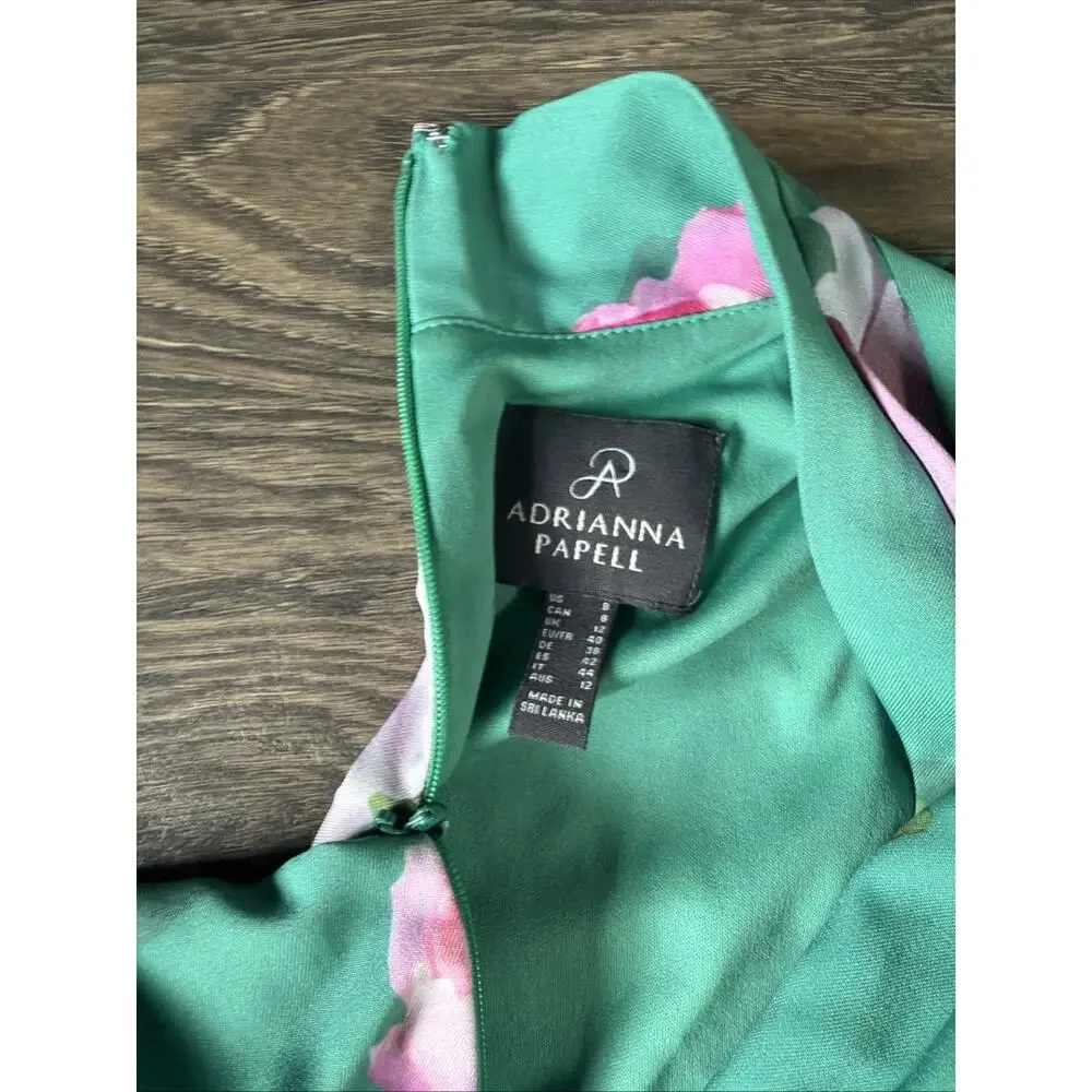Adrianna Papell Floral Wrap Dress Fit & Flare Garden Party Cottagecore Size 8